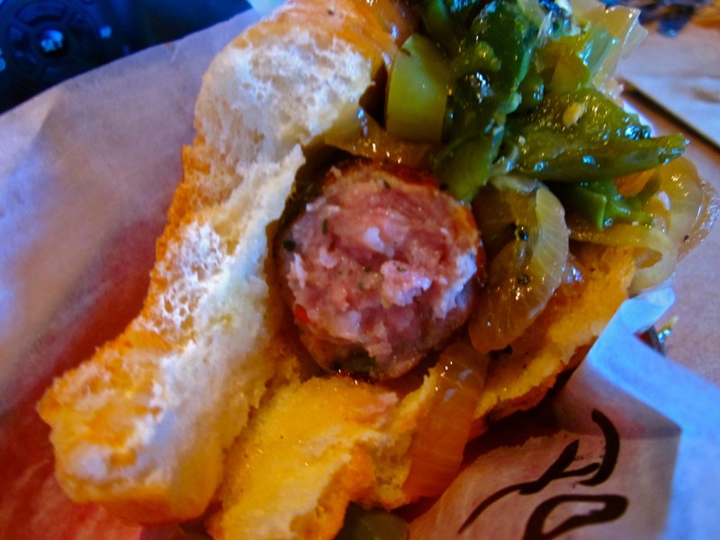 Alligator and pork hot dogg